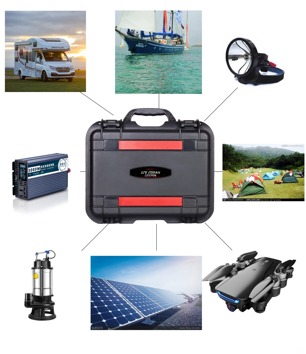12V 200ah lifepo4 battery pack  100ah Rechargeable Lithium  with BMS for  RV Outdoor Camping and Inverter Solar energy