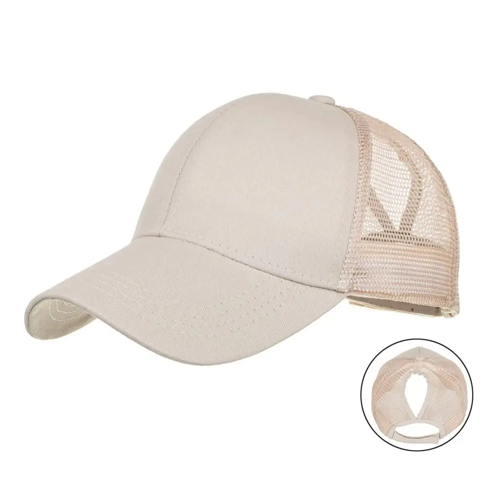 Joymay "конский хвост", Бейсбол Кепки Для женщин грязный булочка Snapback шапки летняя Шапки Повседневное Регулируемый Кепки s Прямая принимаем B654 - Цвет: Beige