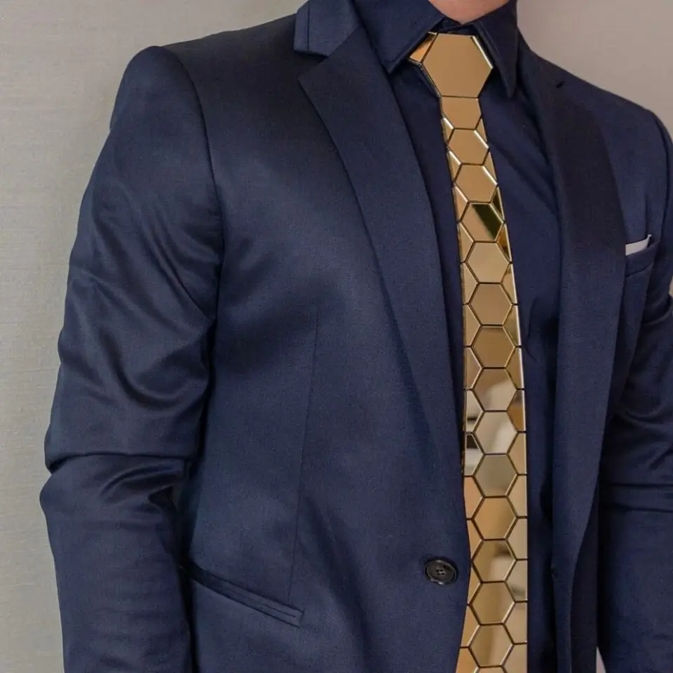 Мужской тонкий свадебный галстук ручной работы с двойной сотовой формой|fashion