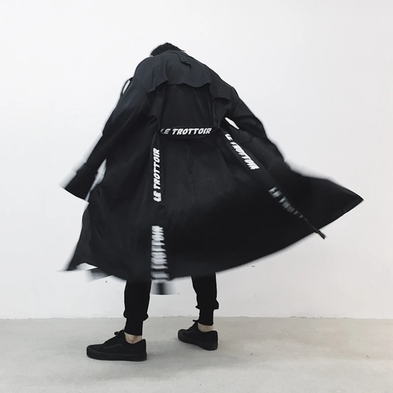 

Fashion Oversize Loose Women Trench Coat 2019 Overknee Letter Embroidery Belt Female Long Trench Streetwear Clothings
