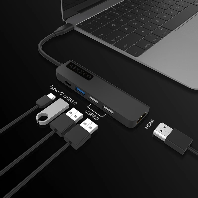 AIXXCO USB C концентратор USB-C-3,0 концентратор HDMI Thunderbolt 3 адаптер для MacBook samsung Galaxy S9 huawei P20 mate 20 Pro type C usb-хаб