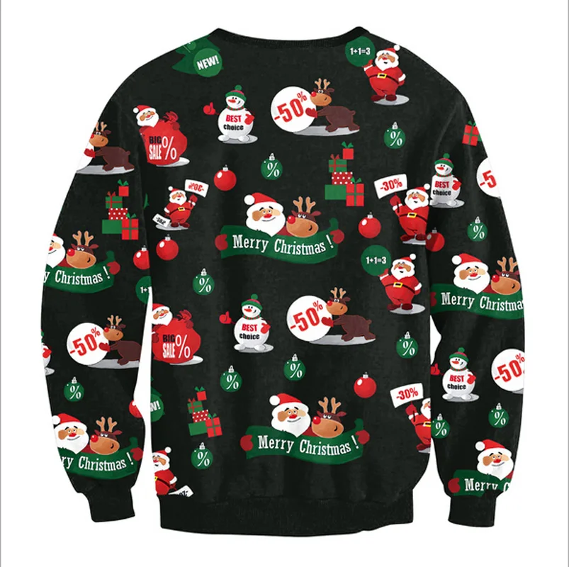 Уродливый Рождественский свитер с принтом Санта Клауса, свободный свитер унисекс для мужчин и женщин, пуловер, осенне-зимние топы, Рождественская одежда, M, L, XL