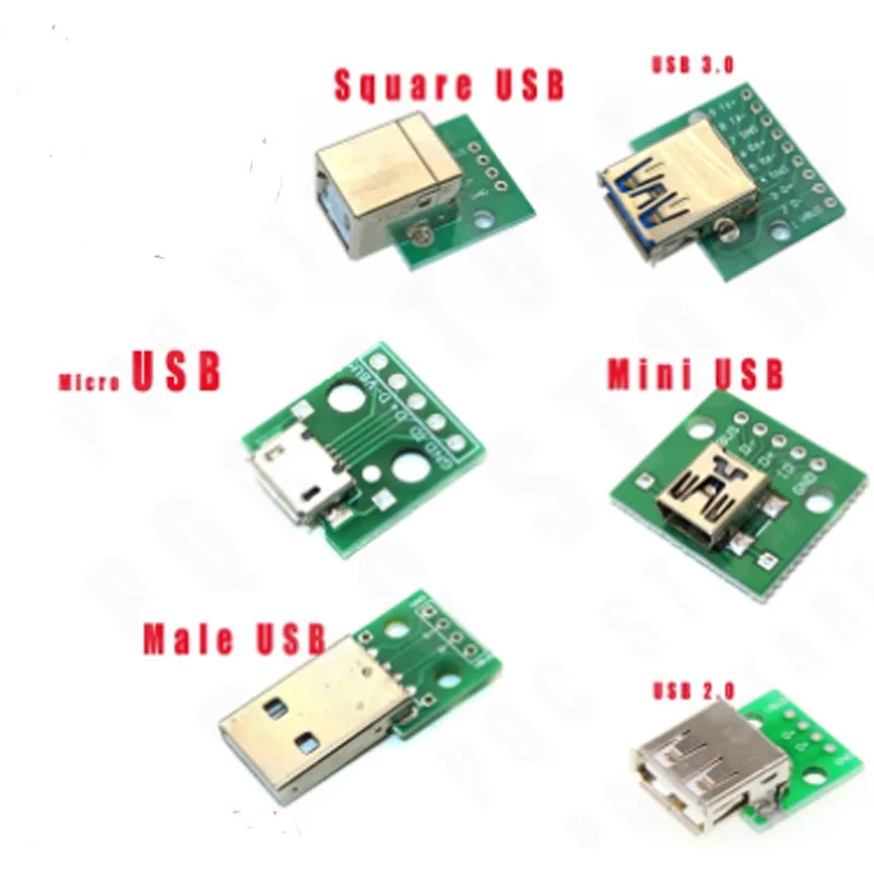 10 шт. micro usb mini um macho 2 0 3 b разъем интерфейса для 54 мм dip pcb Резьбовой Адаптер |