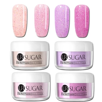 

UR SUGAR 9Pcs/set Matte Dipping Nail Glitter Powder Kit Pink Gradient French Chrome Pigment Natural Fast Dry Without Lamp Cure