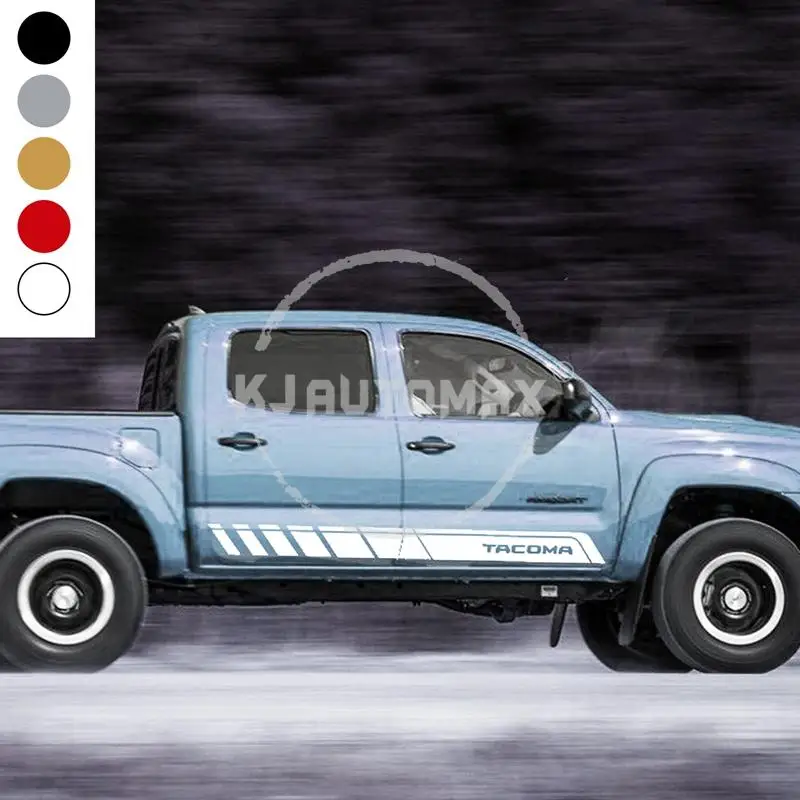 KJAUTOMAX для Toyota Tacoma черная наклейка виниловая наклейка Серебряная боковая полоса комплект Пять цветов на выбор