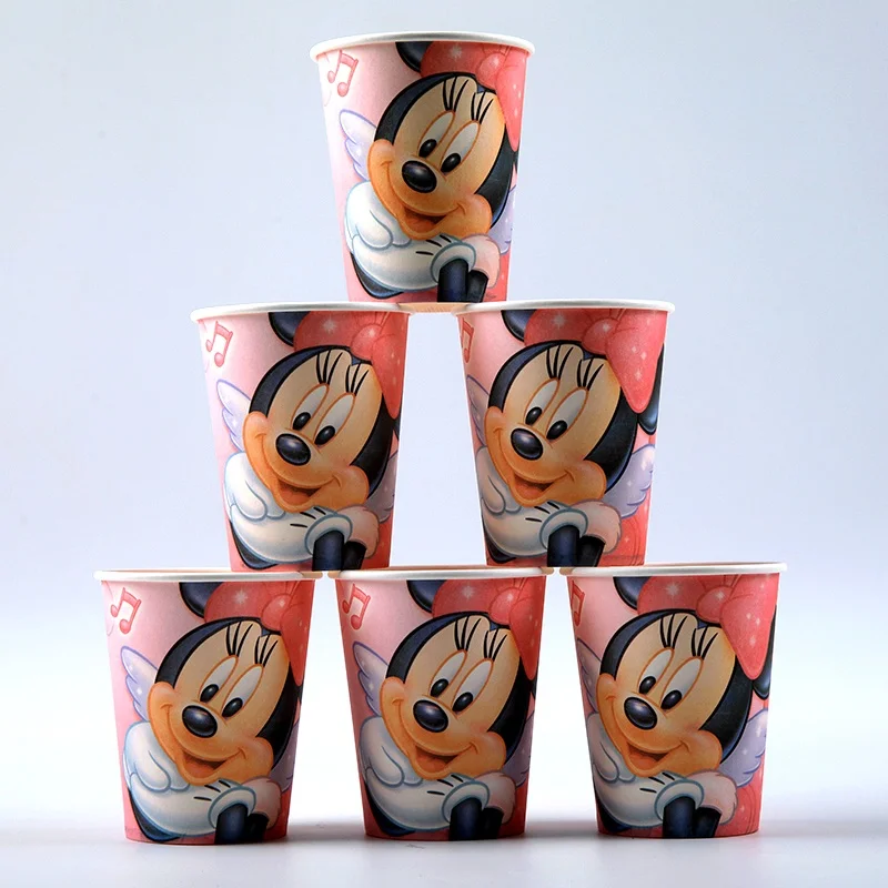 cups 6pcs Минни Маус тематическая вечеринка на день рождения украшения Дети одноразовые посуда для душа ребенка Девочка День рождения принадлежности - Цвет: cups 6pcs