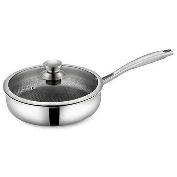 

316 Stainless Steel Flat Bottom Non-stick Pot Sootless Frying Pan Pancake Egg Paintcoat Household Induction Cooker Universal Non