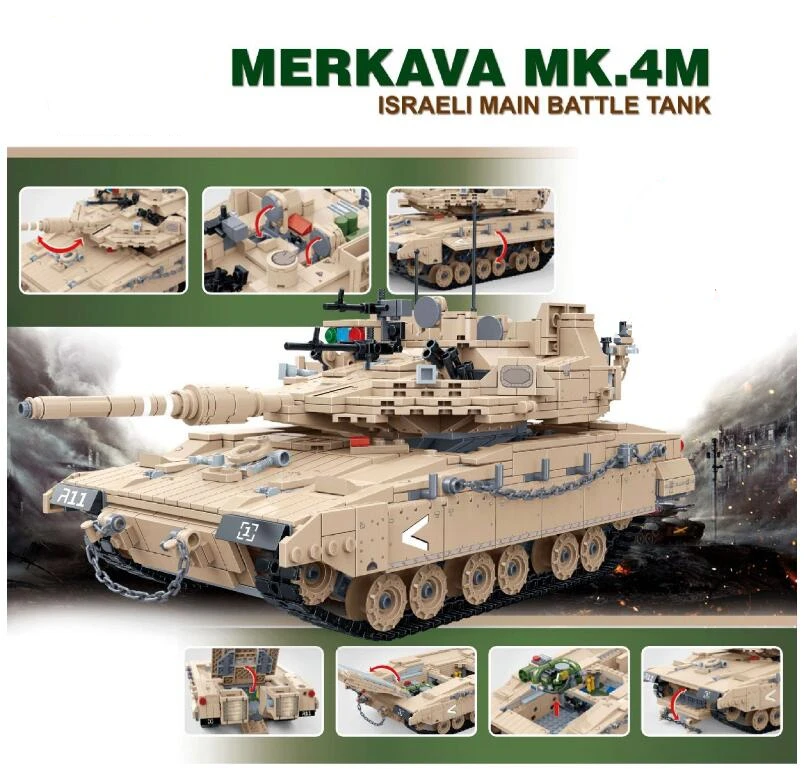 1:28 Merkava основной боевой военный танк Кирпичи Merkava MBT MK4 основной боевой танк солдат фигурки строительные блоки игрушки для детей