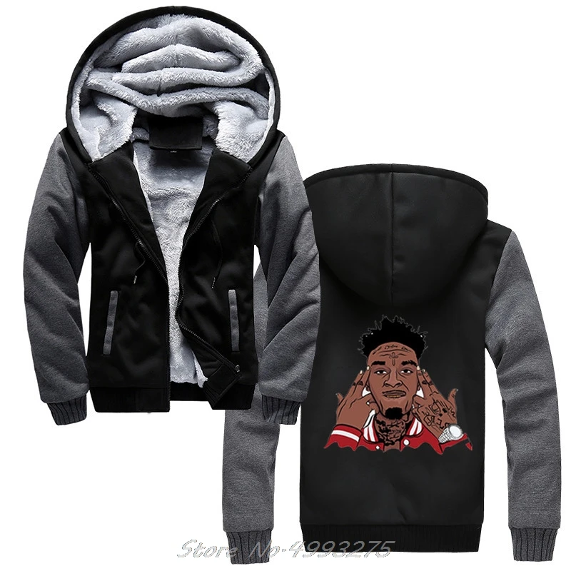 Толстовки мужские с шерстяной подкладкой хип-хоп 21 дикий рэпер | Мужская одежда
