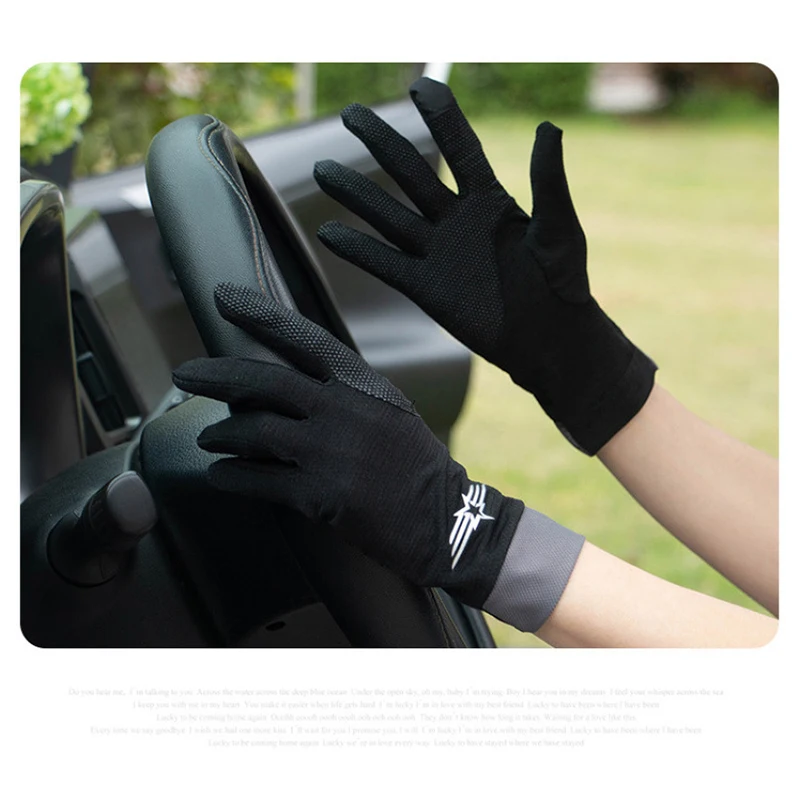 Summer Unisex Ice Silk Sunscreen Touch Screen Sports Gloves Thin Breathable  Mesh Anti-UV Non-slip Drive Cycling Man Women Gloves