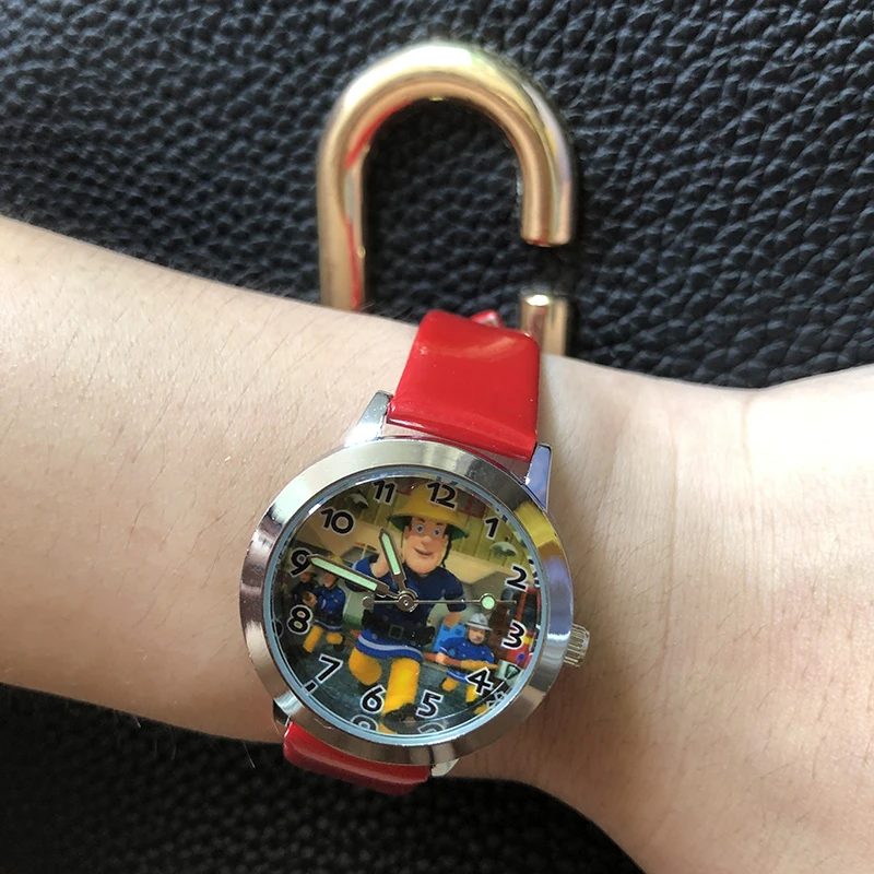 black color fireman sam cartoon watch plastic toy gift for children boy