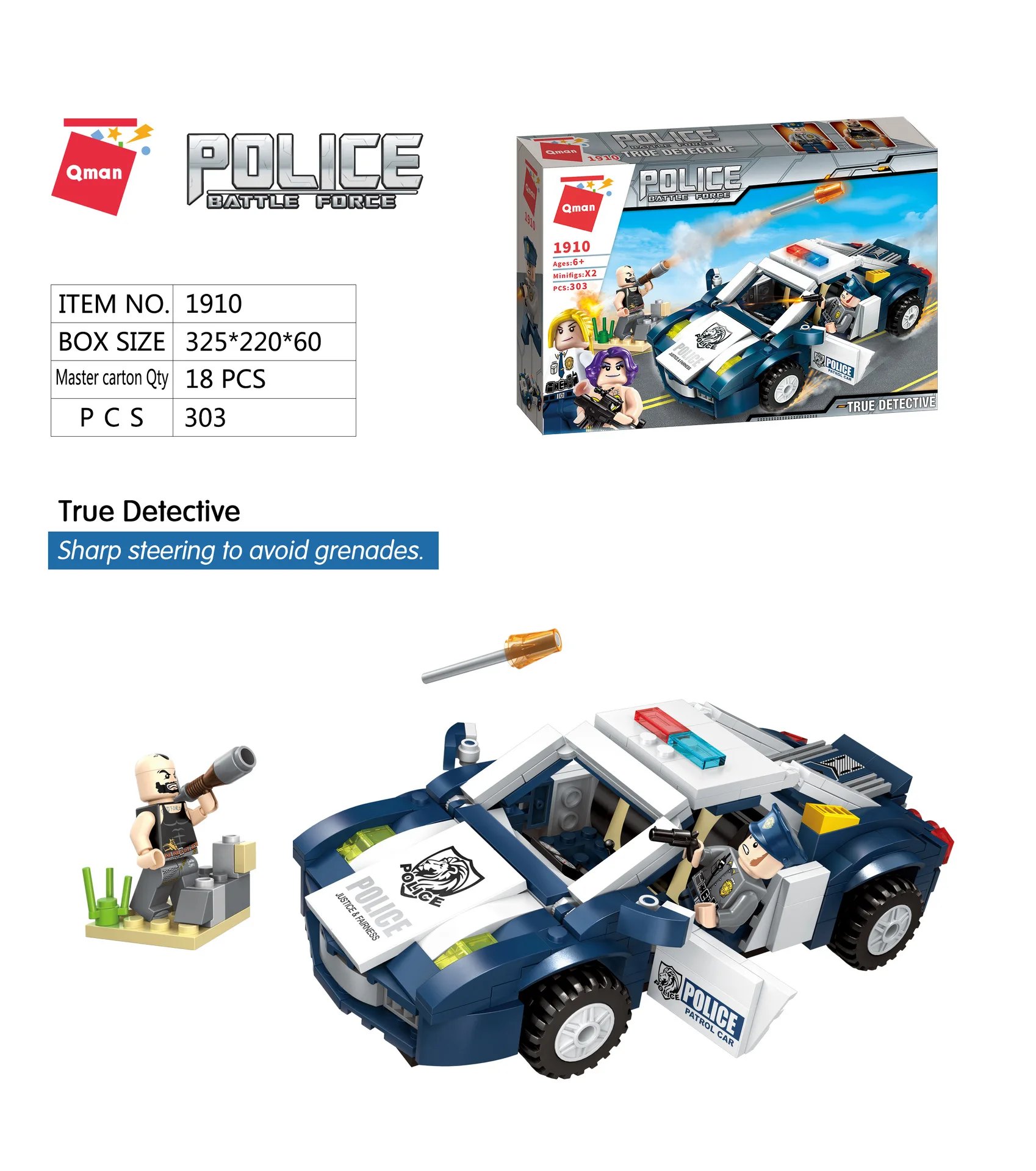 

Qman Kids Building Blocks Police Station Direct Deformation