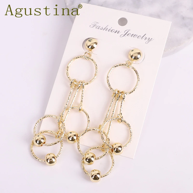 

2019 Geometric earrings for women Fashion Earring minimalist Metal gold Big long Hanging Dangle Earrings punk Statement Jewelry