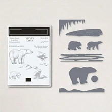 

2021 Polar Bear Iceberg Metal Cutting Dies Stamps Scrapbook Diary Decoration Embossing Cut Dies Template Make Albums New