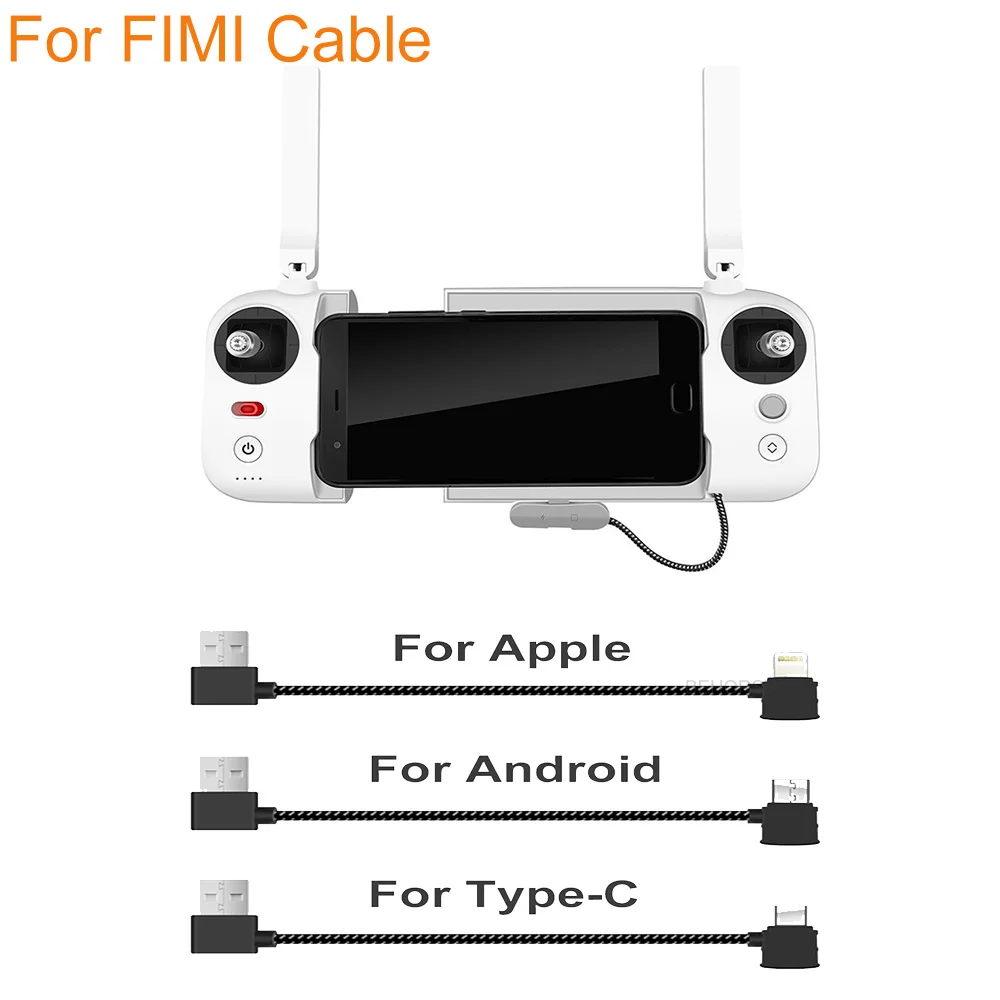 

OTG Data Cable For FIMI X8 SE Control Drone Micro USB To Lighting Type-C Micro USB Cord Line For FIMI A3 Remote Controller