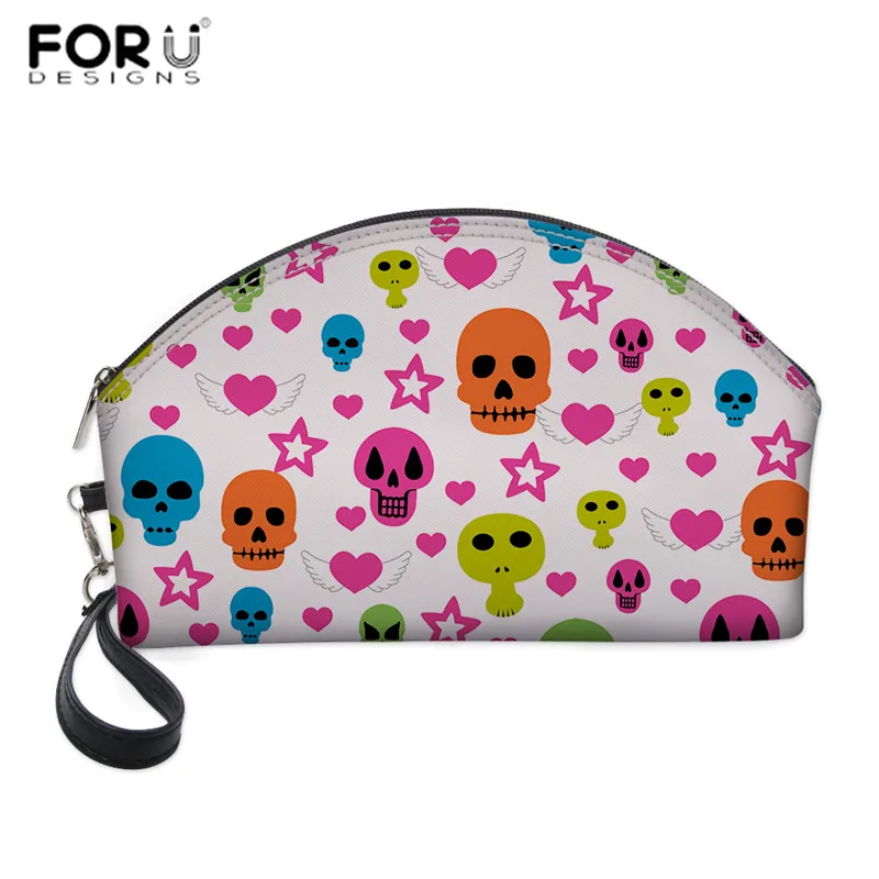 FORUDESIGNS Cartoon Skull Printed Cosmetic Bag Organizer Case Necessaries Travel Women Make Up Toiletry Tote Clutch - Цвет: CC3293Z9