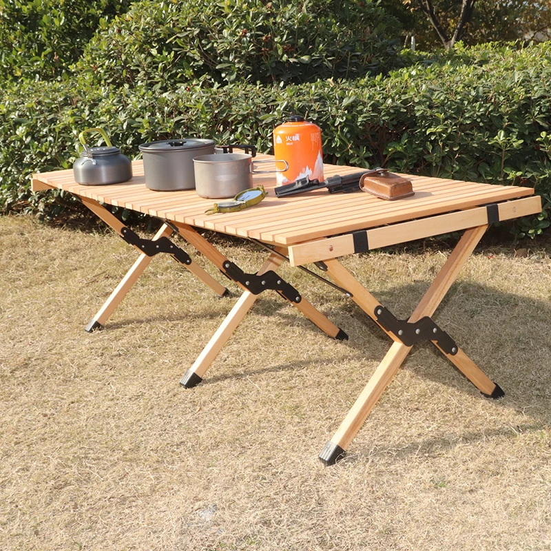 

Wooden Folding Portable Table Beech Folding Table, Used for Outdoor Camping, Picnic, Beach, with Carrying Bag