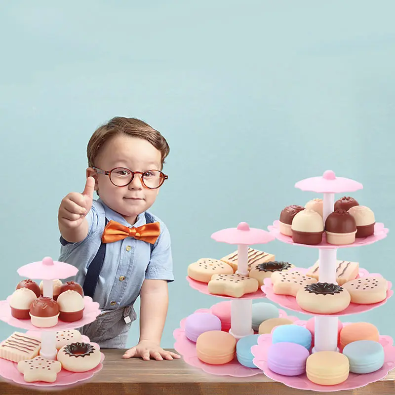 Лидер продаж 17 шт./компл. торт башня мини-кружки для Еда комплект Пластик Кухня игрушки Дети ролевые игры подарок на день рождения