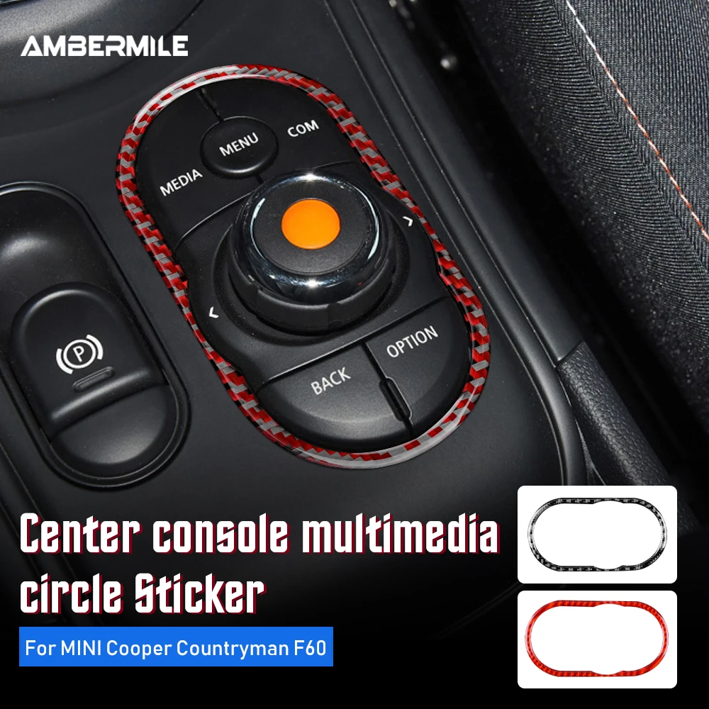 

AMBERMILE для мини медной земляной консоли F60 аксессуары из углеродного волокна внутренняя отделка центральная консоль мультимедийная кнопка круглая наклейка