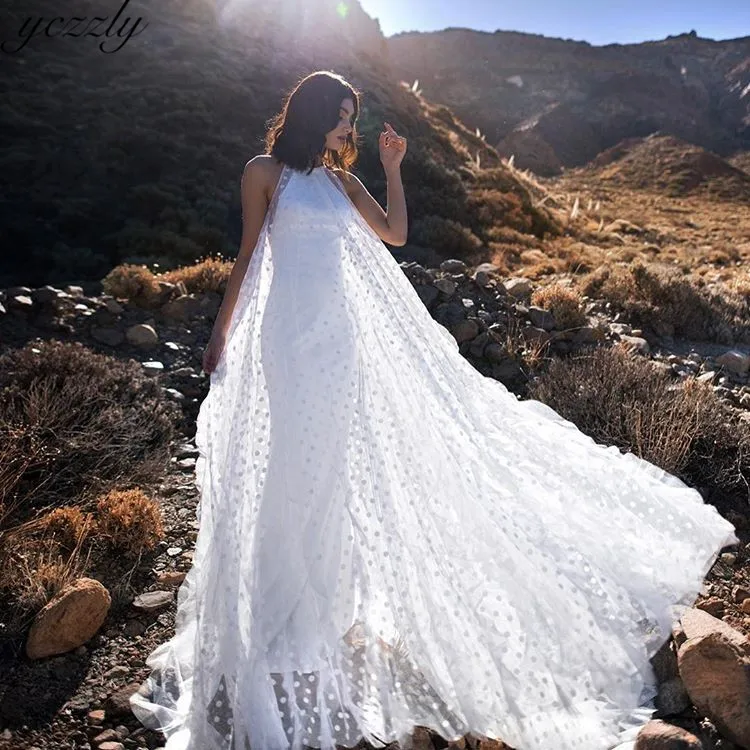 Vestido Noiva Простой Топ "Русалка" свадебное платье es с точечным тюлем длинное свадебное платье в стиле бохо плюс размер халат De Mariee W140