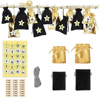 

Hot Sale 1-24 Numbers Bag Christmas DIY Advent Calendar Ornament Christmas Gift Bags Calendar Countdown Bag Candy Storage Pouche