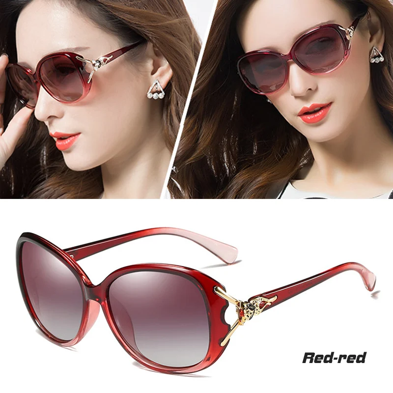 CoolPandas брендовые модные негабаритные Солнцезащитные очки женские поляризационные для женщин походные очки для покупок антибликовые градиентные линзы - Цвет линз: Red-Red