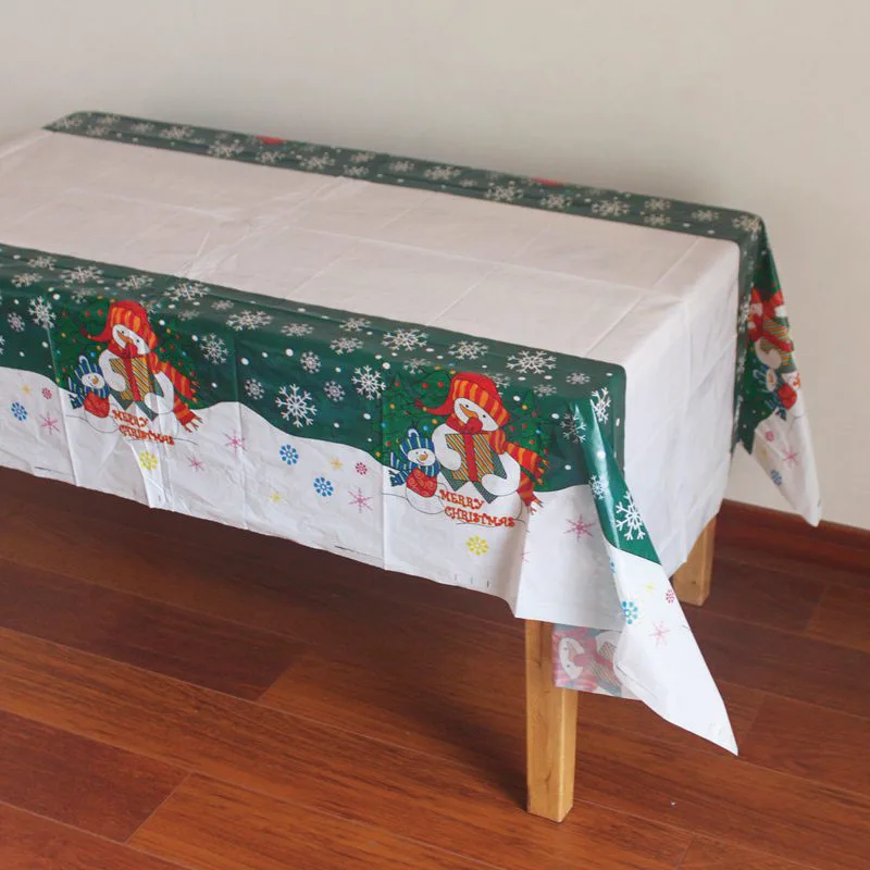 snowman green 108*180 см Рождественская скатерть, одноразовая пластиковая скатерть для кухни, Рождественская скатерть с изображением снеговика, Рождественский Декор - Цвет: snowman green