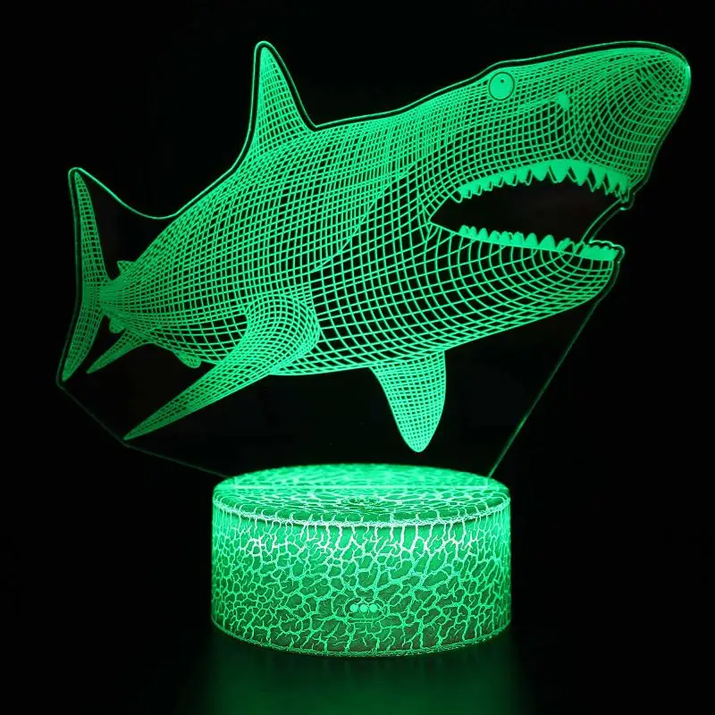 Настольное украшение Акула 3d Настольный светильник для девочек, украшение для комнаты, Хрустальная настольная лампа, креативный Ночной светильник, 7 цветов - Цвет абажура: 7 Color changes