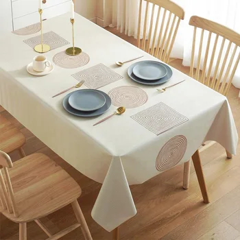 

Dinner Party Stain Resistant Dining Room Rectangle Wipe Clean Hotel Restaurant Simple Modern Waterproof Oilproof Table Cloth PVC