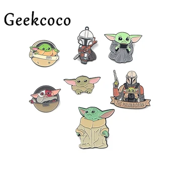 

20pcs/lot J1098 Baby Yoda Pins Brooch The Mandalorian Yoda Figure Enamel Pin for Backpack Clothes Decorative Badge Kids Gift