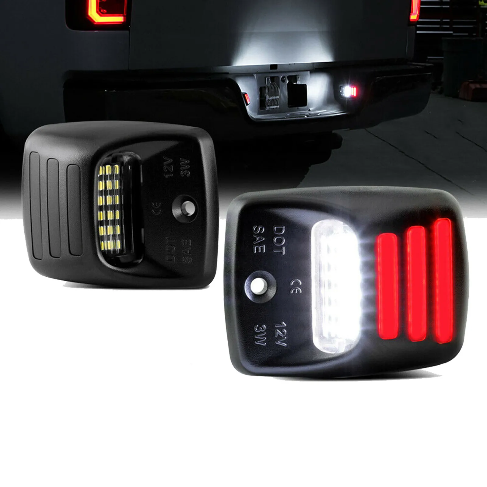 

2pcs Non-polarity smart fit design 6000K 500LM Red Neon tube Full LED License Plate Light for2005-2015 Toyota Tacoma/Tundra