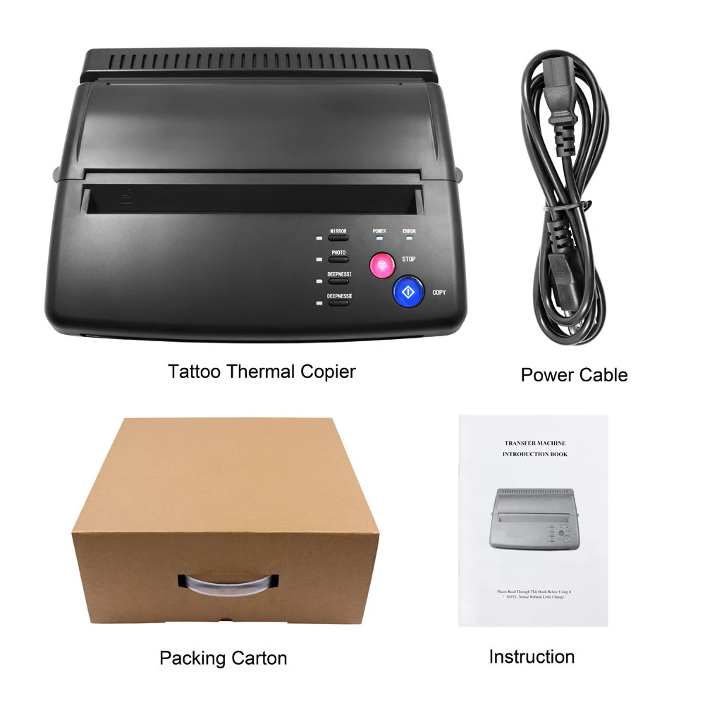 TATELF Imprimante Thermique Machine de Transfert de Tatouage Thermocopieur  Stencil Tatouage Pochoir Photocopieur Copieur pour Copier Papier A5 A4 Noir