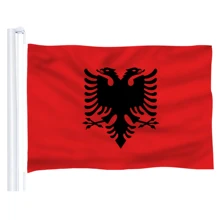 В Флаг Албании Полиэстер Национальный головной убор-комплект из 5*3 фута 150*90 см, высокое качество
