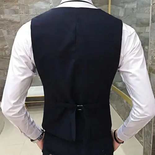 남성용 싱글 브레스트 슬림핏 폴리에스테르 조끼 수트, 포멀 조끼, 슬림핏 비즈니스 스마트 캐주얼 블레이저 코트, 남성 패션 2