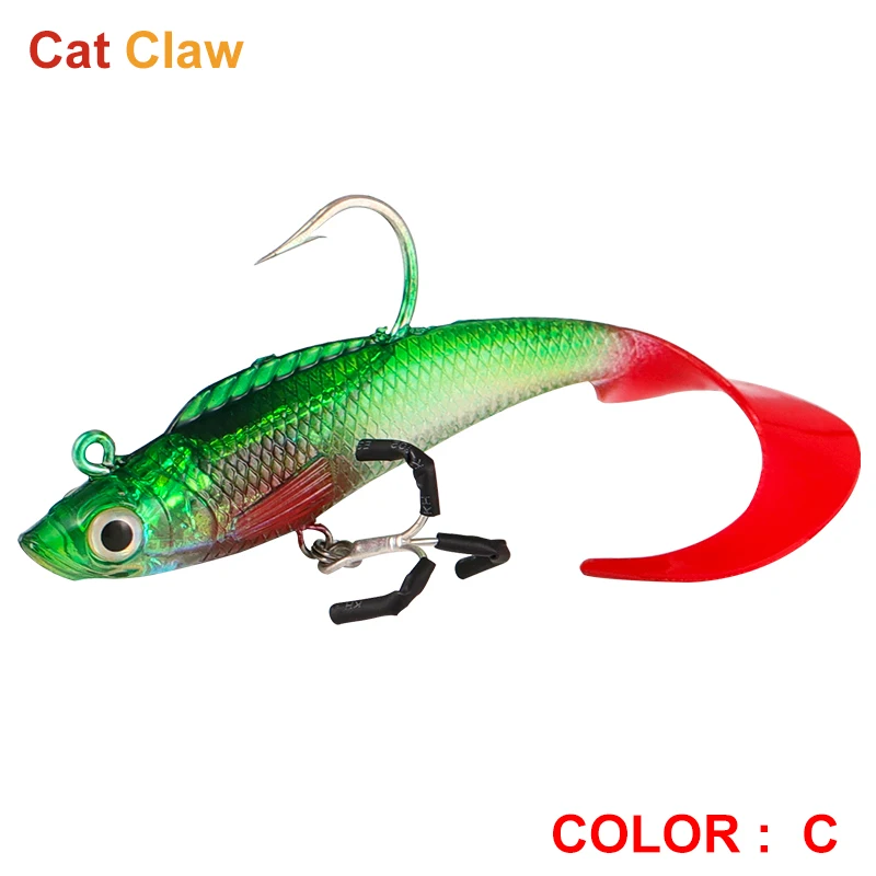 Cat Claw Coiled Tail Fishing�Lure�Treble hooks soft�Bait 14g 80mm Professional Fishing�Lure Middle lower water  Layer Use