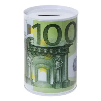 

Creative Euro Dollar Metal Cylinder Piggy Bank Saving Money Box Home Decoration
