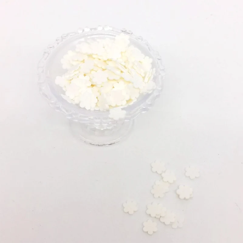 white 100 г/лот цветок полимер Горячая мягкая глина брызги для поделок крошечные милые пластиковые Klei частицы грязи DIY слизи наполнитель аксессуары 5 мм - Цвет: white