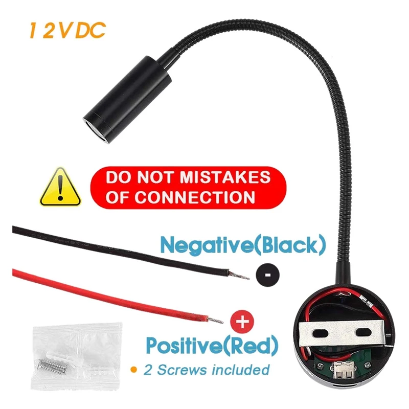 DC 12V светильник для чтения с usb зарядным портом RV Внутреннее освещение гибкий светодиодный светильник, предназначенный для автомобилей, караванов, лодок, Mot