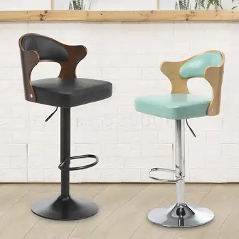 

Bar Chair Modern Simple Bar Chair Household Solid Wood Nordic Fashion Creative Bar Bench Lifting Chair High Stool