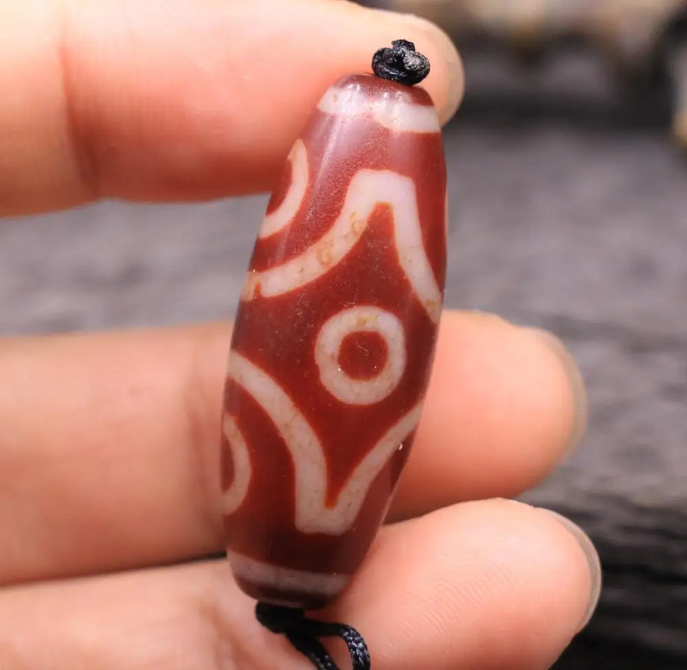 

LKbrother Talisman Magic Power Tibetan Old Red Agate 6 Eye dZi Bead Amulet LZK