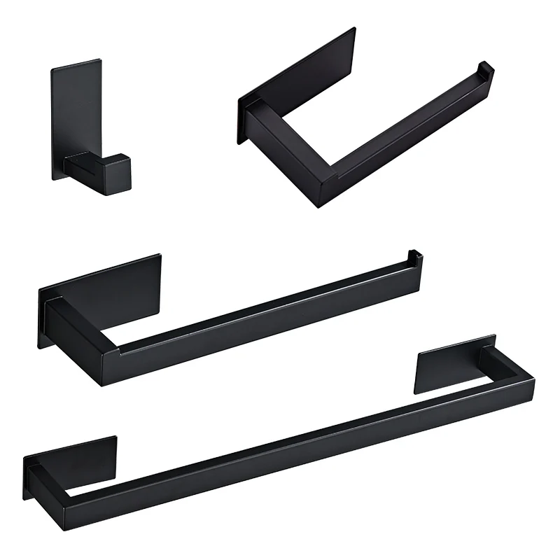 Bathroom Hardware Set Black Robe Hook Towel Rail Bar Rack Bar Shelf Tissue Paper Holder Toothbrush Holder Bathroom Accessories