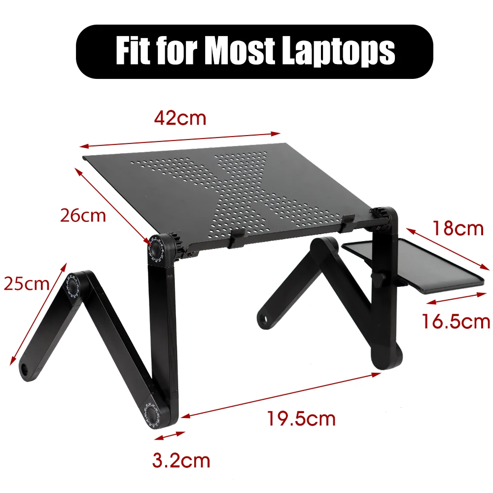 Adjustable Laptop Desk Stand Portable Aluminum Ergonomic Lapdesk For TV Bed Sofa PC Notebook Table Desk Stand With Mouse Pad 4