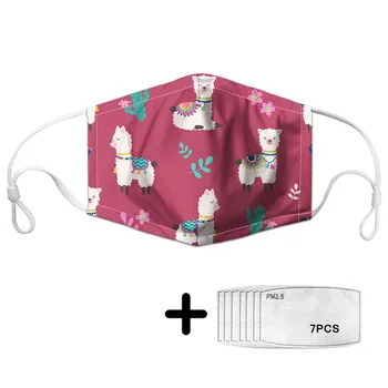 

Lovely Alpaca Cartoon Print Kids PM 2.5 Dust Mask Filter Girls Boys Outdoor Protective Mouth Mask Children Face Masks Mascaras