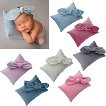 

2Pcs/Set Newborn Photography Prop Infant Headband +Pillow Set Studio Photo Shoot