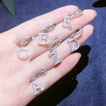 

S925 sterling TIBETAN CZ paved mini small letter 26 Alphabet Initial Drop earring Customize name letter personized jewelry