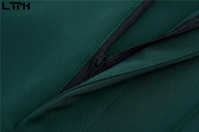 LTPH vintage dark green office wear outfits women 2 pieces set blazer pant suits trousers business casual sets 2021 autumn new