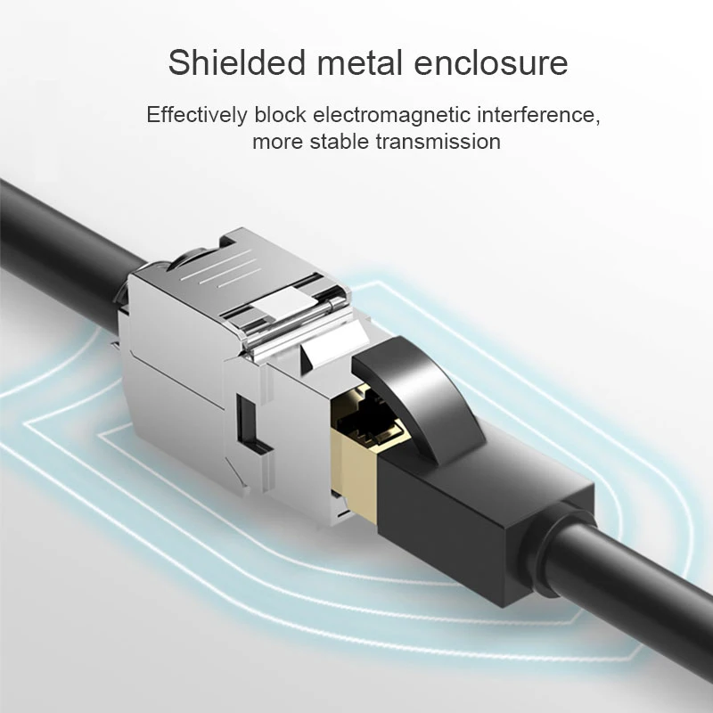 Tool-less Stp Blindado Keystone Jack Module Travamento Automático Cat6 Cat5e Adaptador de Acoplador de Rede de Liga de Zinco Omay-rj45 Cat8 Cat7 Cat6a - Imagem 5