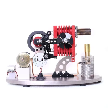 

α-Type Double Cylinder Piston Rocker Arm Linkage Stirling Engine Generator Model With LED Lamp Beads Voltage Display Meter