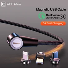 CAFELE QC3.0 Магнитный USB кабель для синхронизации данных зарядный кабель для iPhone huawei samsung 3A Быстрая зарядка usb type C Micro кабель