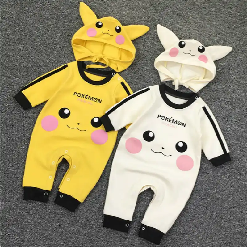 Ropa De Bebe Ninas Ninos Romper Bebe Recien Nacido Pokemon Ninos Pikachu Trajes Monos Con Bonitos Sombreros Ropa De Otono Infantil 0 12m Peleles Aliexpress